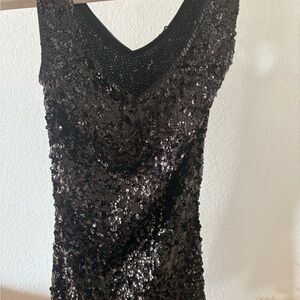 Black Sequin Sleeveless Dress